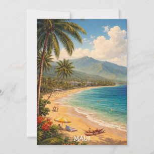 Tropische Ka'anapali Beach Maui Vintage Reise Karte