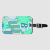 Tropische Kakteen und grüne Fauna-Monogramme Gepäckanhänger (Vorderseite (Horizontal))