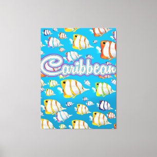 Tropische Karibik Fisch Reisen Poster. Leinwanddruck