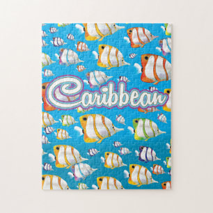 Tropische Karibik Fisch Reisen Poster. Puzzle