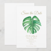 Tropische Käse Pflanze Blatt flache Save the Date  (Vorne/Hinten)
