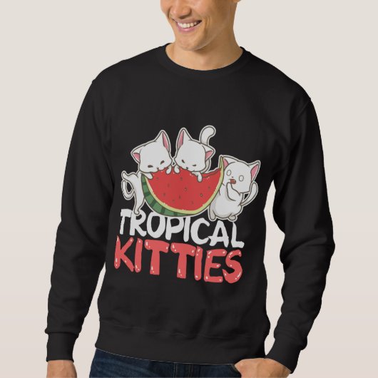 Tropische Kätzchen Funny Cat Kitten Watermelon Sweatshirt (Vorderseite)