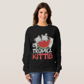 Tropische Kätzchen Funny Cat Kitten Watermelon Sweatshirt (Vorne ganz)