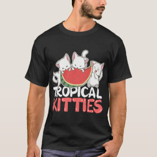 Tropische Kätzchen Funny Cat Kitten Watermelon T-Shirt