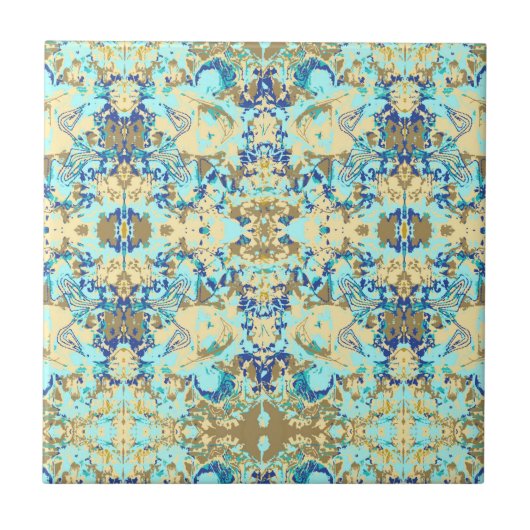 Tropische Keramik abstrakter ethnischer Muster Fliese (Vorderseite)