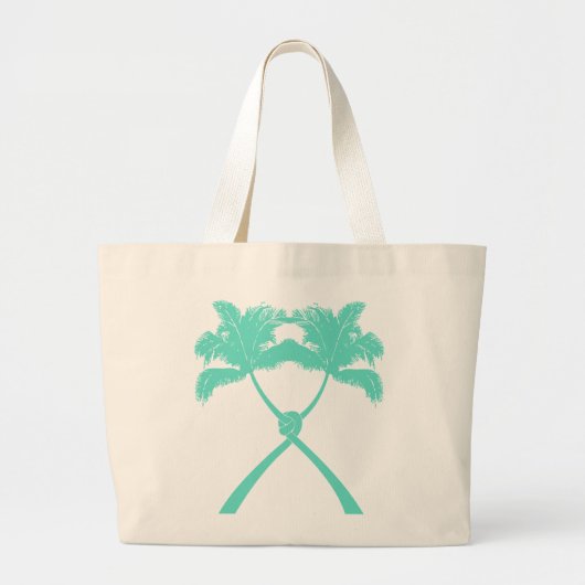 Tropische Knotted Palm Trees Beach Hochzeit Tote B Jumbo Stoffbeutel (Vorne)