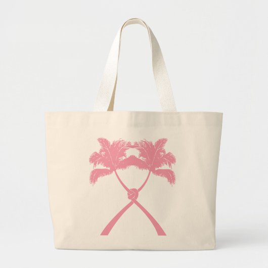 Tropische Knotted Palm Trees Beach Hochzeit Tote B Jumbo Stoffbeutel (Vorne)