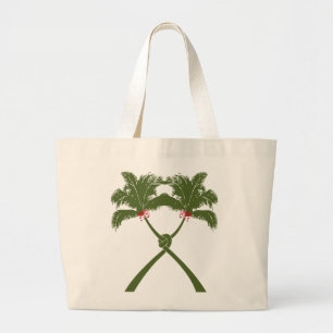 Tropische Knotted Palm Trees Beach Hochzeit Tote B Jumbo Stoffbeutel