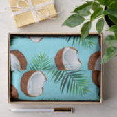Tropische Kokosnüsse u. Palmblatt-Druck Seidenpapier (Geschenk)