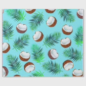 Tropische Kokosnüsse u. Palmblätter Geschenkpapier (Flach)