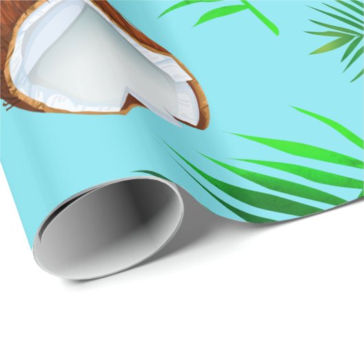Tropische Kokosnüsse u. Palmblätter Geschenkpapier (Rolleneckpunkt)