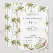 Tropische Kokospalmen Blume Palmen Geburtstag Einladung (Vorne/Hinten)
