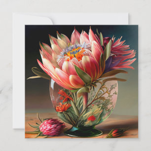 Tropische König-Protea in hübscher Glasvase Karte