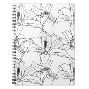 Tropische Kontur-Blumennotizbuch Notizblock