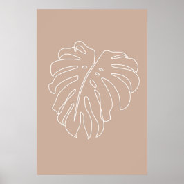 Tropische Kontur zeichnend. Monstera-Blatt Poster