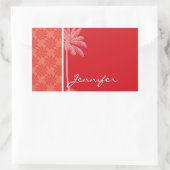 Tropische Koralle und Roter Swirl Rechteckiger Aufkleber (Tasche)