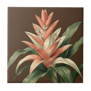 Tropische Korallen-Bromelie Botanisch  Fliese