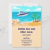 Tropische Kreuzfahrtschiffhochzeit Einladung (Vorderseite)