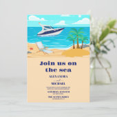 Tropische Kreuzfahrtschiffhochzeit Einladung (Stehend Vorderseite)