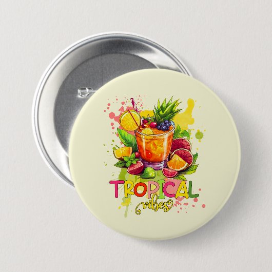 Tropische Kuben - Sommerbeuteln Wasserfarbenfrücht Button (Vorne & Hinten)
