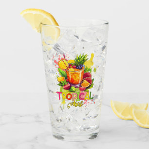 Tropische Kuben - Sommerbeuteln Wasserfarbenfrücht Glas