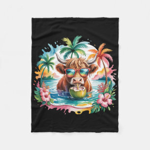 Tropische Kuh Sommer Stimmung Lustig Strand Mädche Fleecedecke