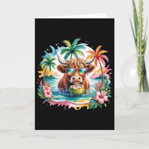 Tropische Kuh Sommer Stimmung Lustig Strand Mädche Karte