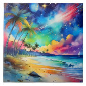 Tropische Kunst im Wasserfarbenbereich Fliese (Vorderseite)