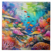 Tropische Kunst im Wasserfarbenbereich Fliese (Vorderseite)