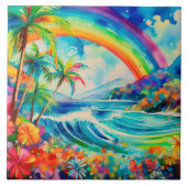 Tropische Kunst im Wasserfarbenbereich Fliese (Vorderseite)