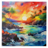 Tropische Kunst im Wasserfarbenbereich Fliese (Vorderseite)