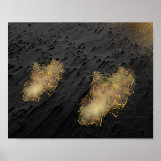 Tropische Kunst in Schwarz und Gold Poster (Vorne)