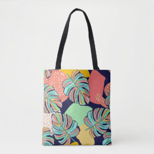 Tropische Kunst: Mehrfarbige Monstera-Gestaltung Tasche