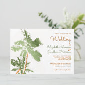 Tropische Kupfer Palmen Bäume Eleganter Strand Hoc Einladung (Stehend Vorderseite)