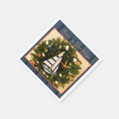 Tropische Küste Meer 'n Grüße Weihnachten Serviette (Ecke)