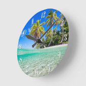 Tropische Küste Runde Wanduhr (Winkel)