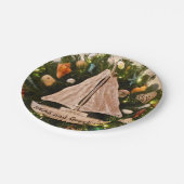 Tropische Küste "SEAS and Greetings" Weihnachten Pappteller (Schrägansicht)