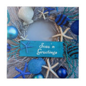 Tropische Küste Seashell Weihnachten Fliese (Vorderseite)