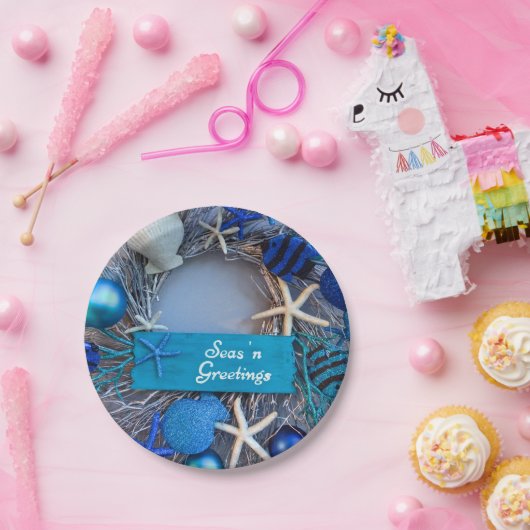 Tropische Küste Seashell Weihnachten Pappteller (Party)