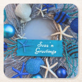 Tropische Küste Seashell Weihnachten Rechteckiger Pappuntersetzer (Vorderseite)