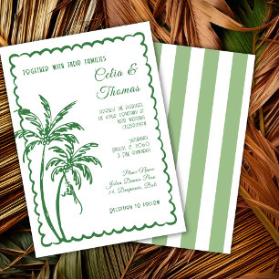 Tropische Küsten-Retro-Strand-Hochzeit Einladung