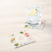 Tropische Küstenhandgezogene Blume Muscheln Hochze Rechteckiger Pappuntersetzer (Vor Ort)