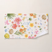 Tropische Küstenhandgezogene Blume und Muscheln Badhandtuch Set (Handtuch)