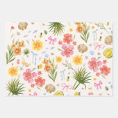 Tropische Küstenhandgezogene Blume und Muscheln Geschenkpapier Set (Vorderseite 3)