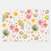Tropische Küstenhandgezogene Blume und Muscheln Geschenkpapier Set (Vorderseite 2)