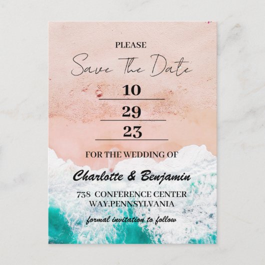 Tropische Küstenmeerküste Hochzeit retten das Datu Postkarte (Vorderseite)