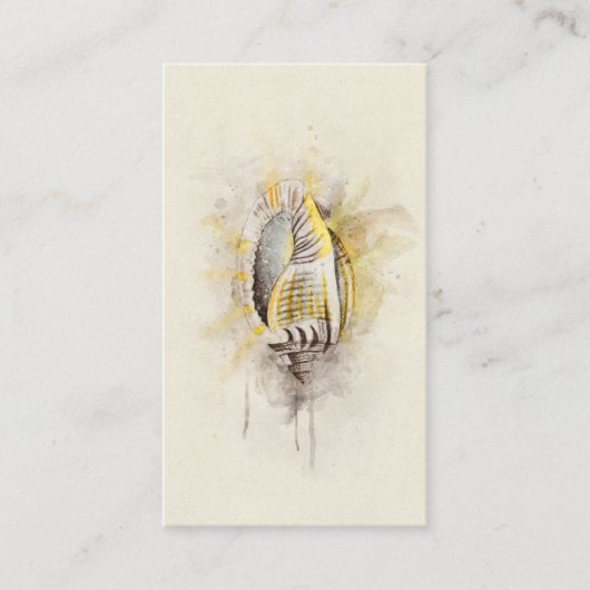 Tropische Küstenstrand Muschel Wasserfarbe Visitenkarte (Vorderseite)