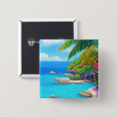 Tropische Lagune Button (Vorne & Hinten)