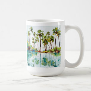 Tropische Lagune Wasserfarben Urlaubsparadies v3 Kaffeetasse