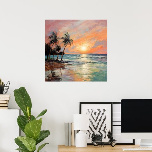 Tropische Landschaft an der Küste - Impressionist Poster (Heimbüro)